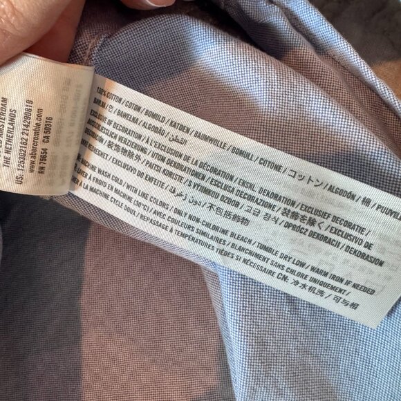 Abercrombie & Fitch Men’s Oxford Shirt Blue Long Sleeve Button Down Moose Logo X - Picture 3 of 8